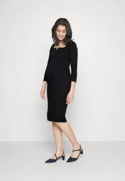 NOTCH NECKLINE MIDI DRESS - Jerseykleid - Black